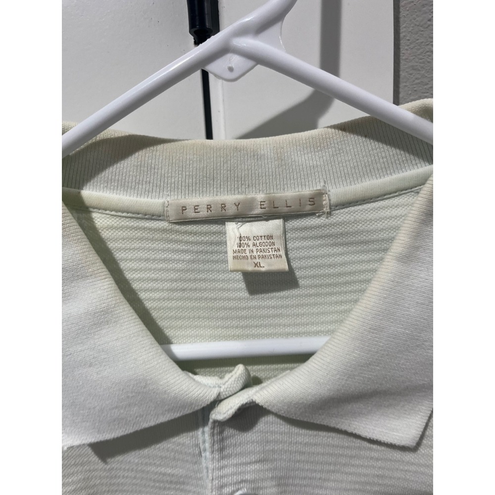 Perry Ellis Womens XL Light Green Ribbed 100% Cotton Short Sleeve Polo Shirt - Picture 4 of 6